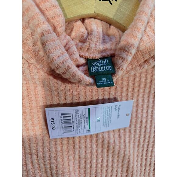 Wild Fable  Women's peach orange waffle Pullover Long Sleeve Shirt - XS - Picture 8 of 9
